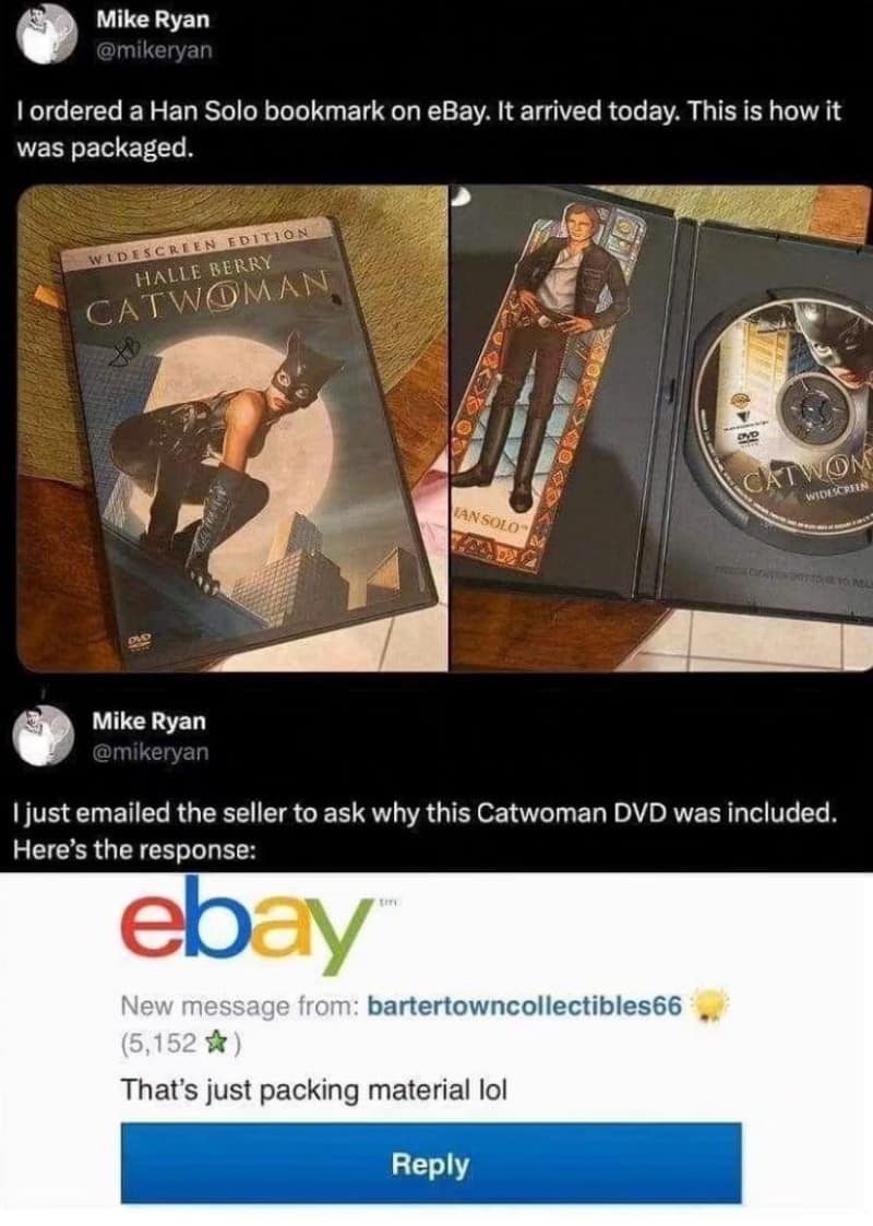 I ordered a Han Solo bookmark on eBay. It arrived today. This is how it was packaged.