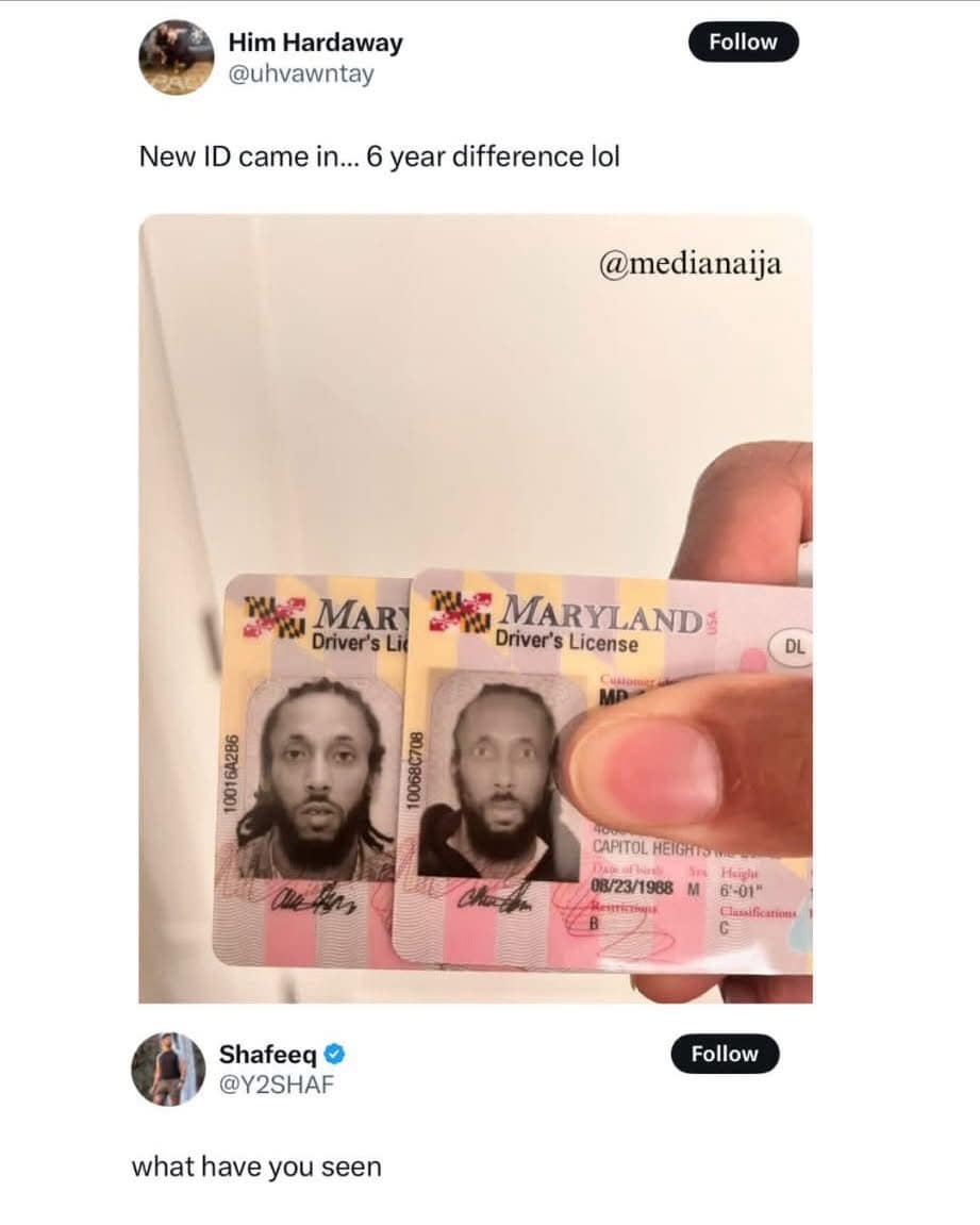 New ID came in... 6 year difference lol