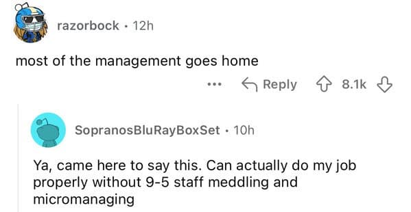 most of the management goes home