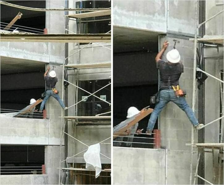 safety third, disregard for safety, safety optional, near-miss antics, workplace safety jobsite caution, work hazard tips, safety rules sarcasm