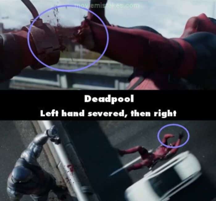 Deadpool Left hand severed, then right