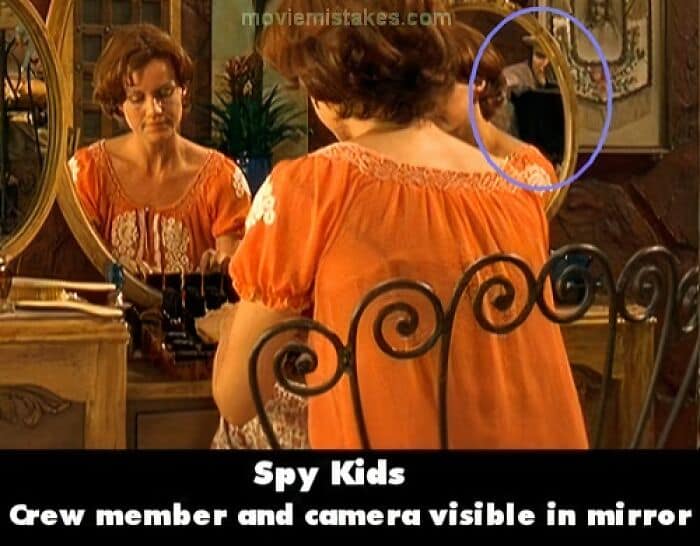 Spy Kids Crew member and camera visible in mirror