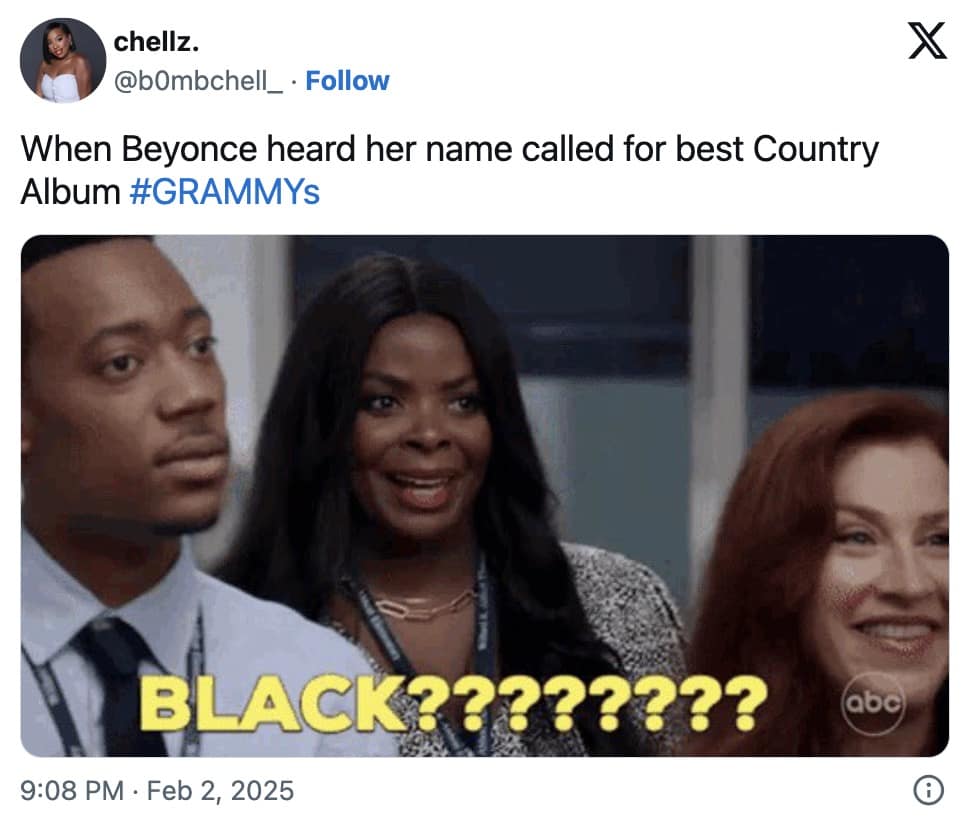beyonce shocked grammys reaction memes, queen’s reaction jokes, awards show comedic bits, stunned winner spoofs, beyonce memes, Beyonce album, disc references, charting comedic angles, major release humor, Country Grammys, unexpected category triumph, cross-genre comedic jabs, trophy meltdown jokes, music award comedic commentary