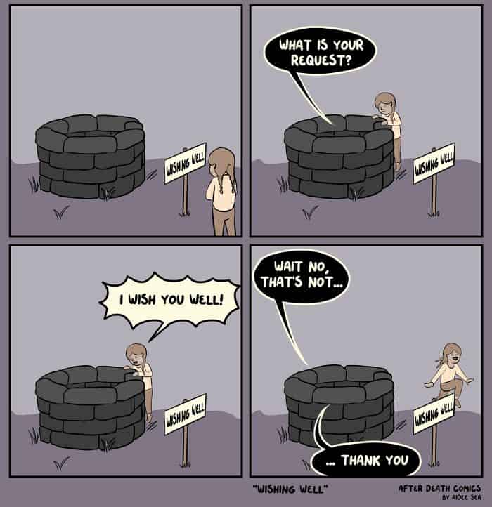 dark humor comics, after death comics, funny web comics, grim panels, eerie illustrations, spooky jokes, grim cartoons, spooky doodles, haunting drawings, ghostly lines, twisted humor, dark comedic style, ominous wisecracks, shadowy quips, morbid jokes, taboo laughs, gloomy punchlines, macabre banter