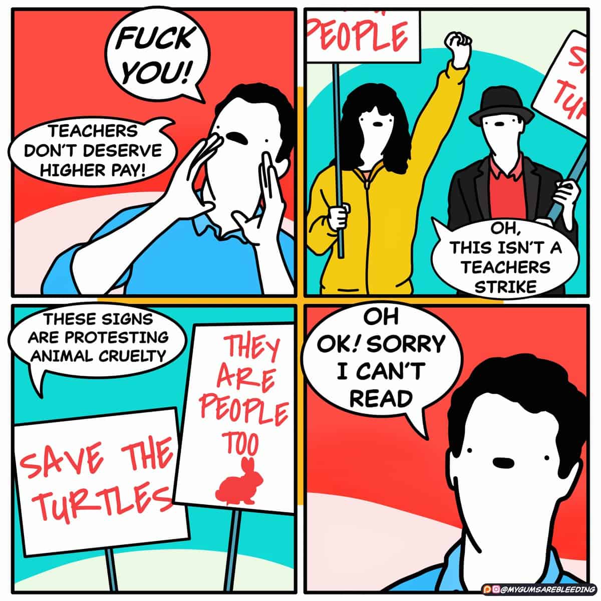 dark humor comics, mygumsarebleeding, funny web comics, bleak humor, twisted comics, existential humor, absurd jokes, adulting struggles, modern life comics, bleak humor, twisted humor