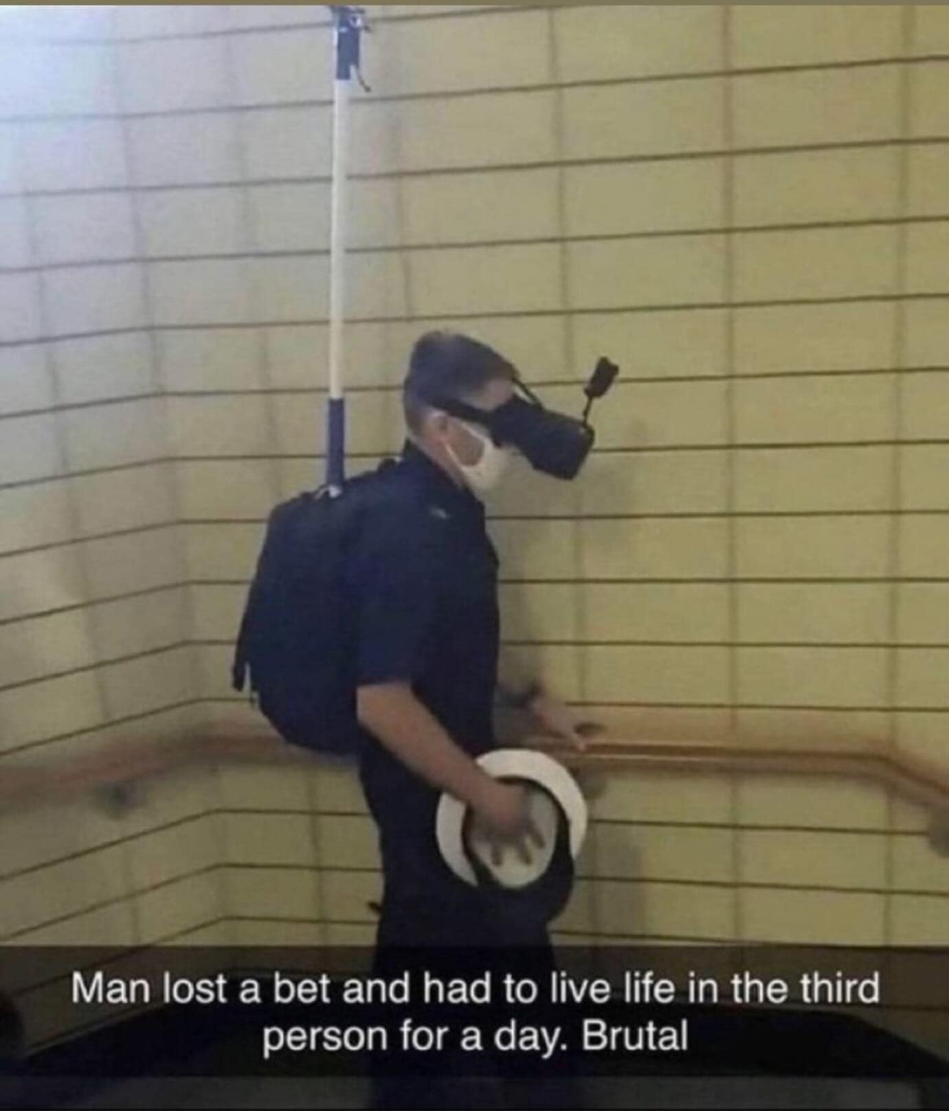 Man lost a bet and had to live life in the third person for a day.