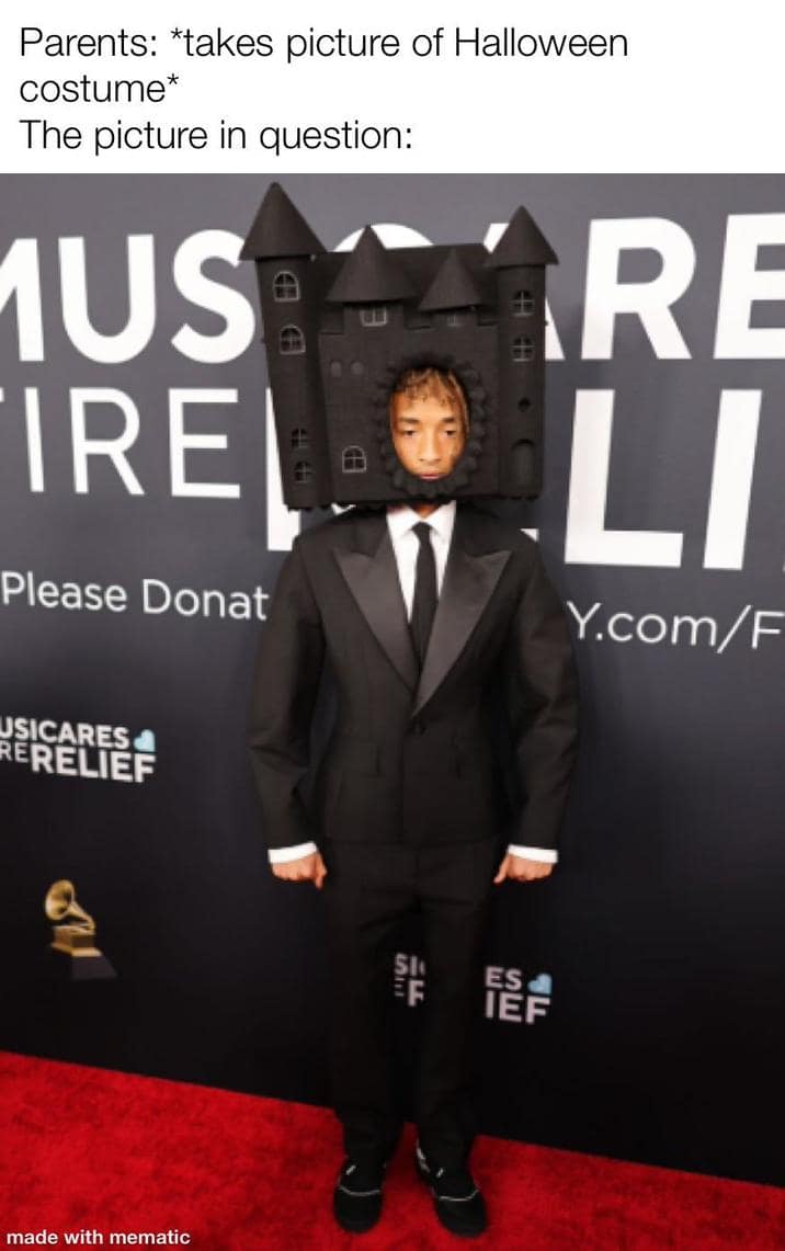 jaden smith castle hat memes, jaden smith memes, star’s bizarre headgear jokes, baffling red carpet comedic references, extravagant topper humor, celebrity memes, star-based comedic lines, personality meltdown laughter, Grammy outfit, awards show style comedic bits, formal event fashion spoofs, style meltdown jokes, bizarre garment comedic commentary