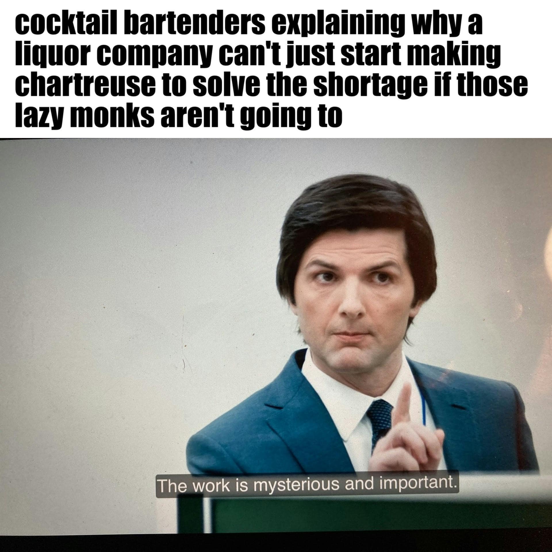 Severance memes, the work is mysterious and important memes, the work is mysterious and important, comedic series jokes, workplace memory jokes, corporate drama references, severence memes, adam scott memes