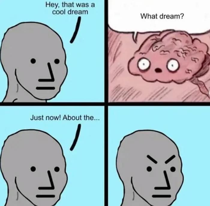 Hey, that was a cool dream What dream? Just now! About the...