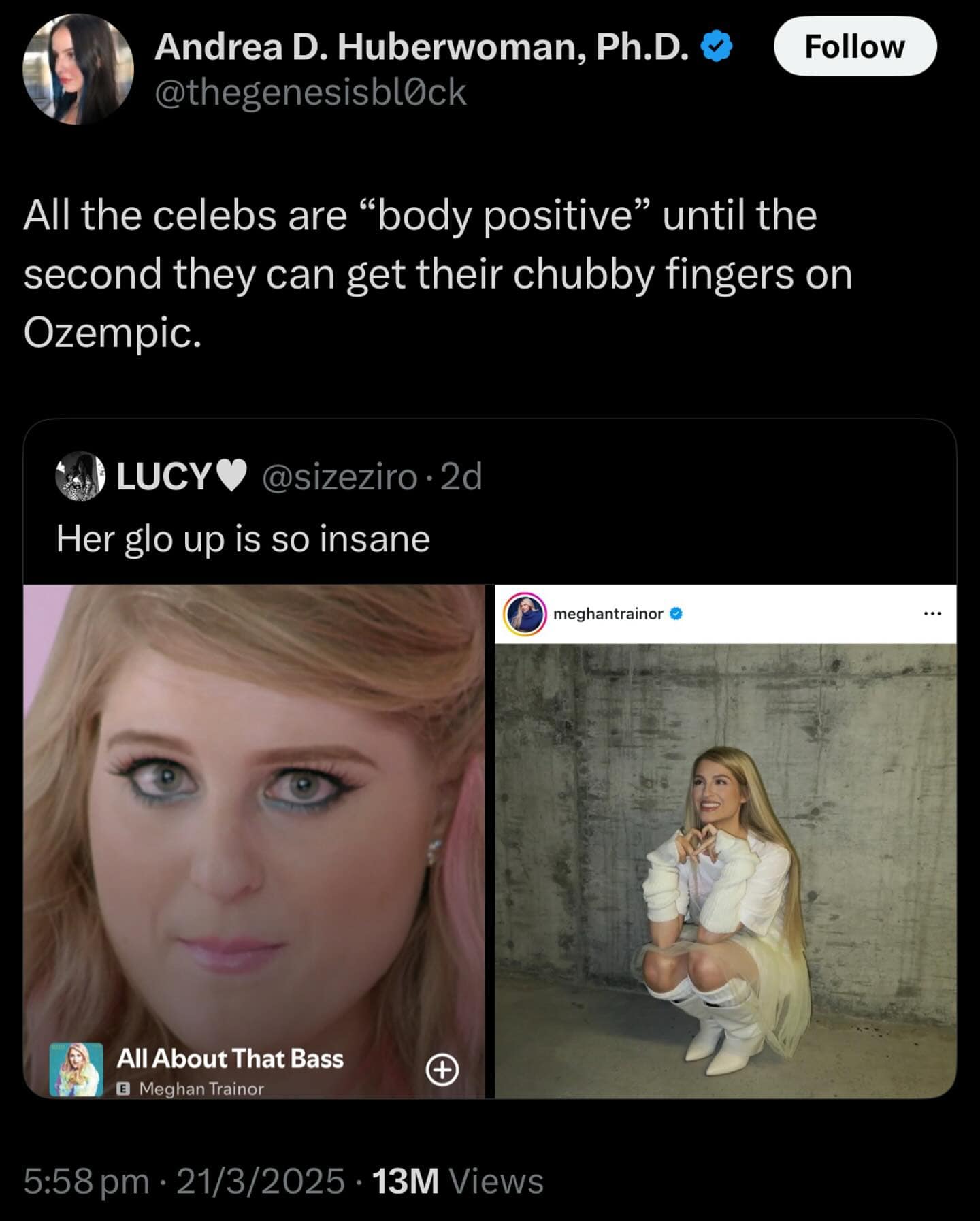All the celebs are "body positive" until the second they can get their chubby fingers on Ozempic.
