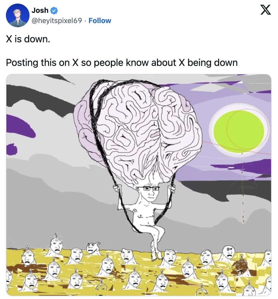 x outage memes, twitter hack memes, twitter outage memes, X hacked, X meltdown memes, Twitter downtime memes, Twitter crash memes, Elon Musk memes, billionaire humor, visionary fiascos,