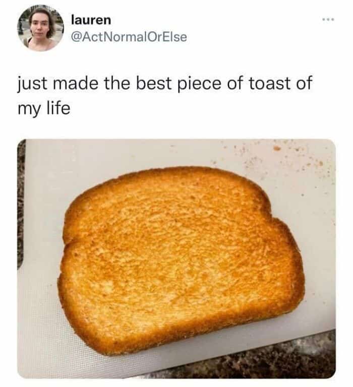just made the best piece of toast of my life