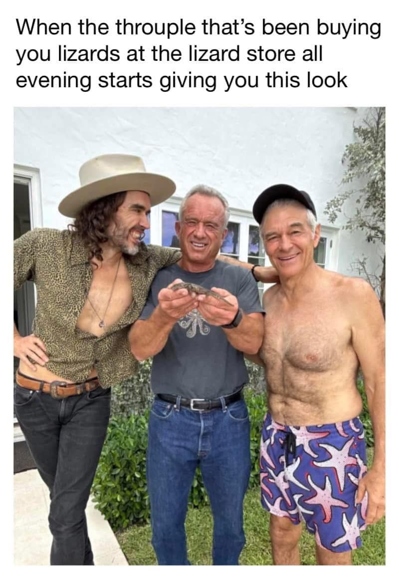 When the throuple that's been buying you lizards at the lizard store all evening starts giving you this look