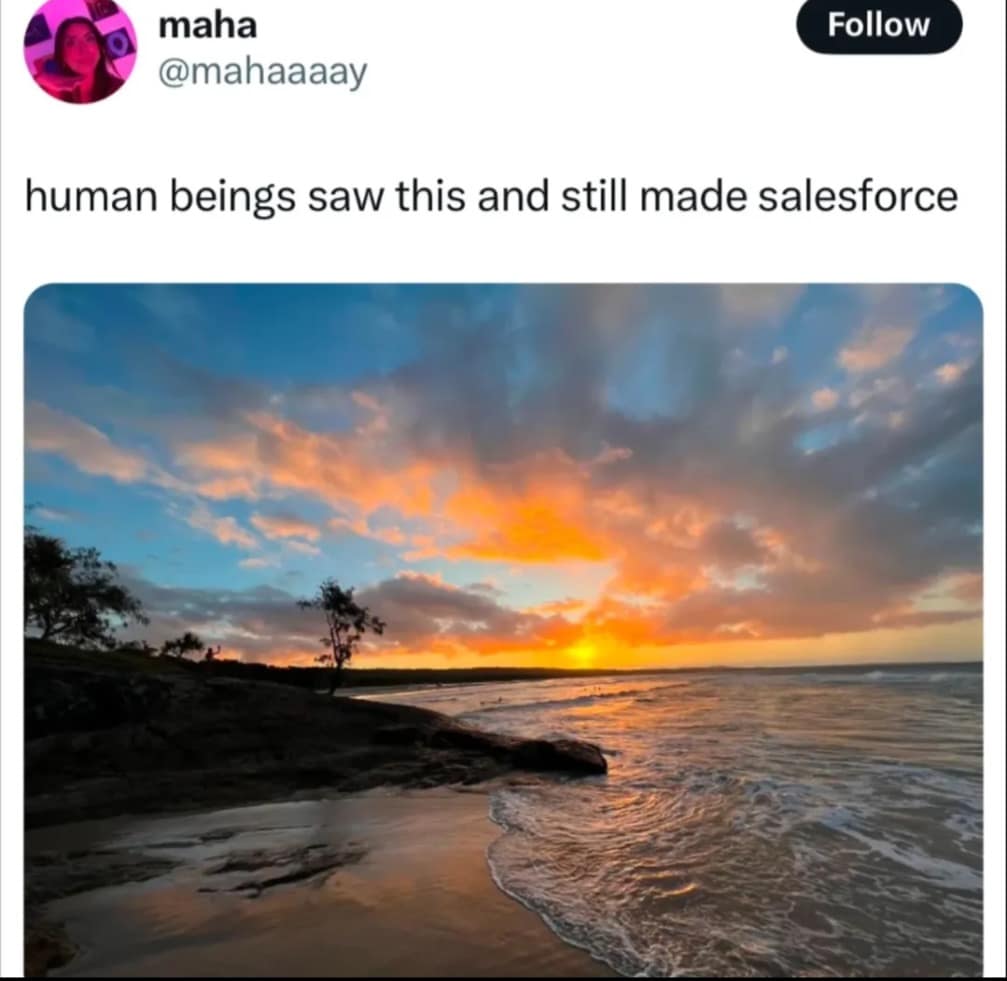 maha @mahaaaay Follow human beings saw this and still made salesforce