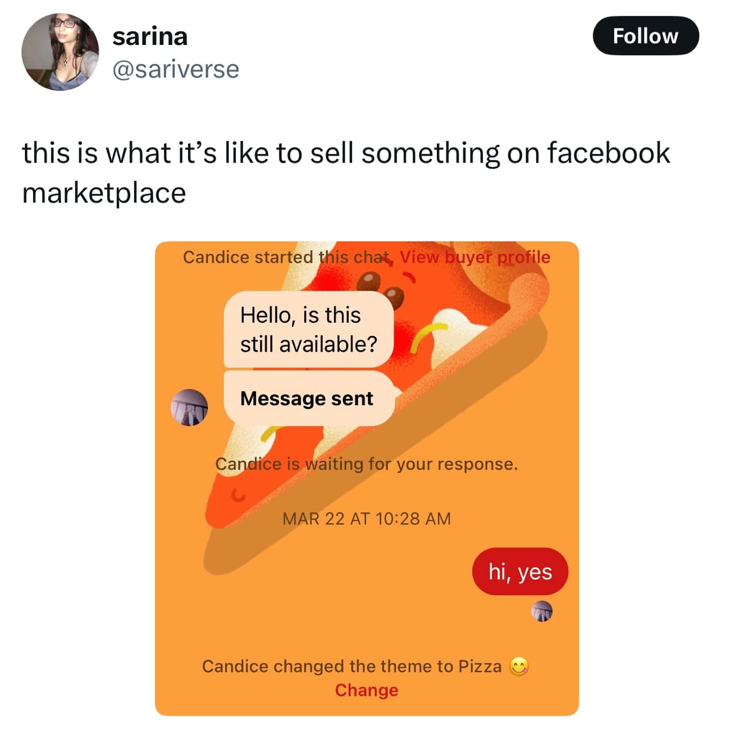 this is what it's like to sell something on facebook marketplace