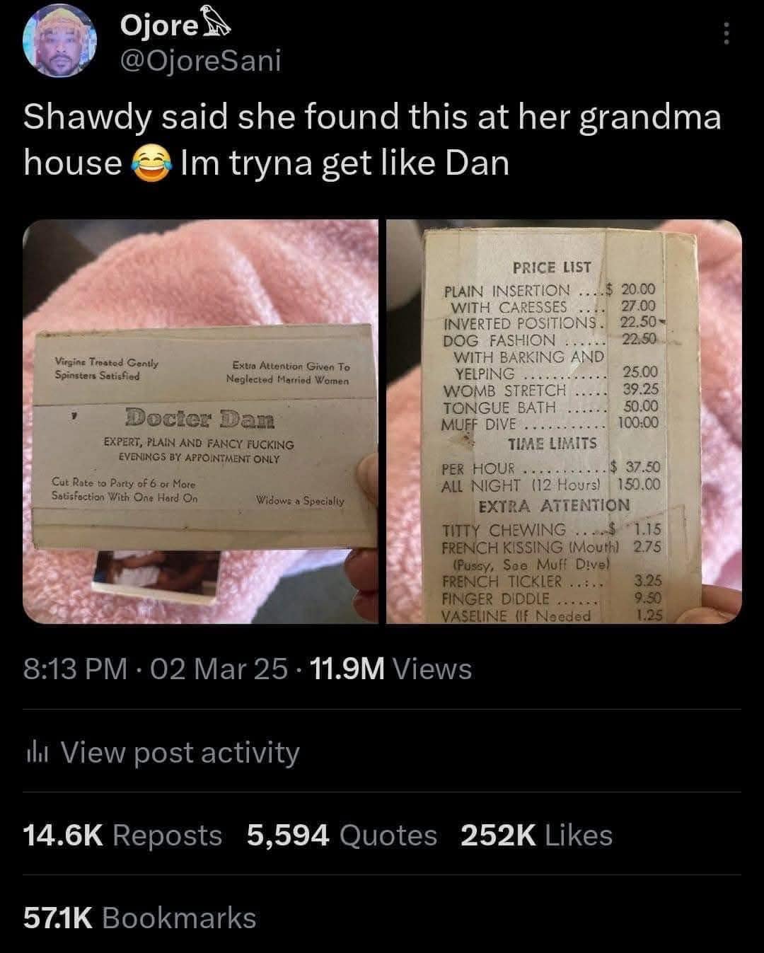 Shawdy said she found this at her grandma house © Im tryna get like Dan