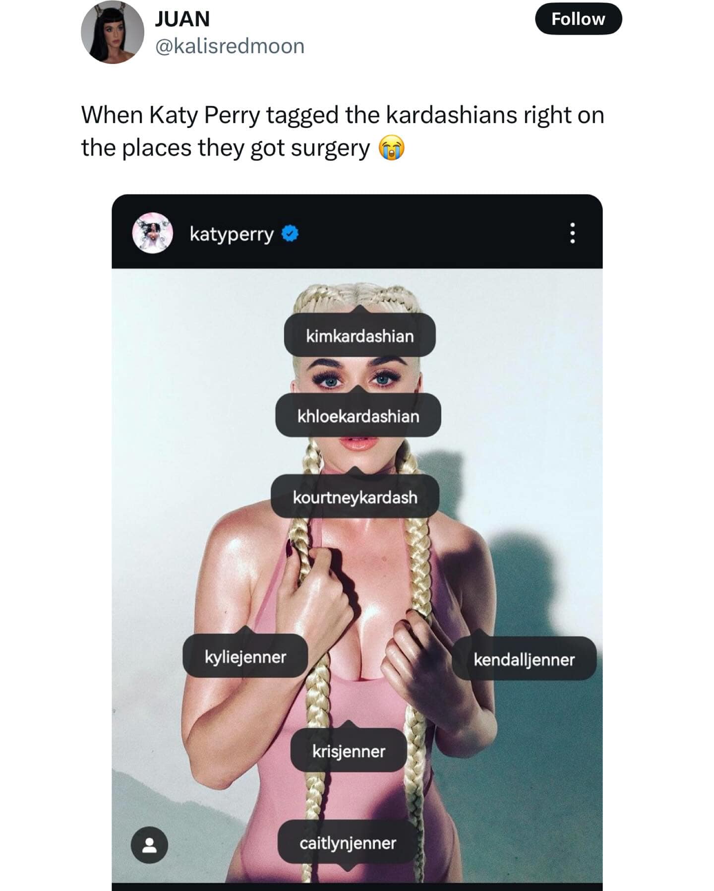 When Katy Perry tagged the kardashians right on the places they got surgery