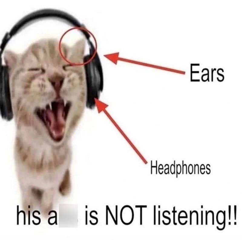 Ears Headphones his a is NOT listening!!