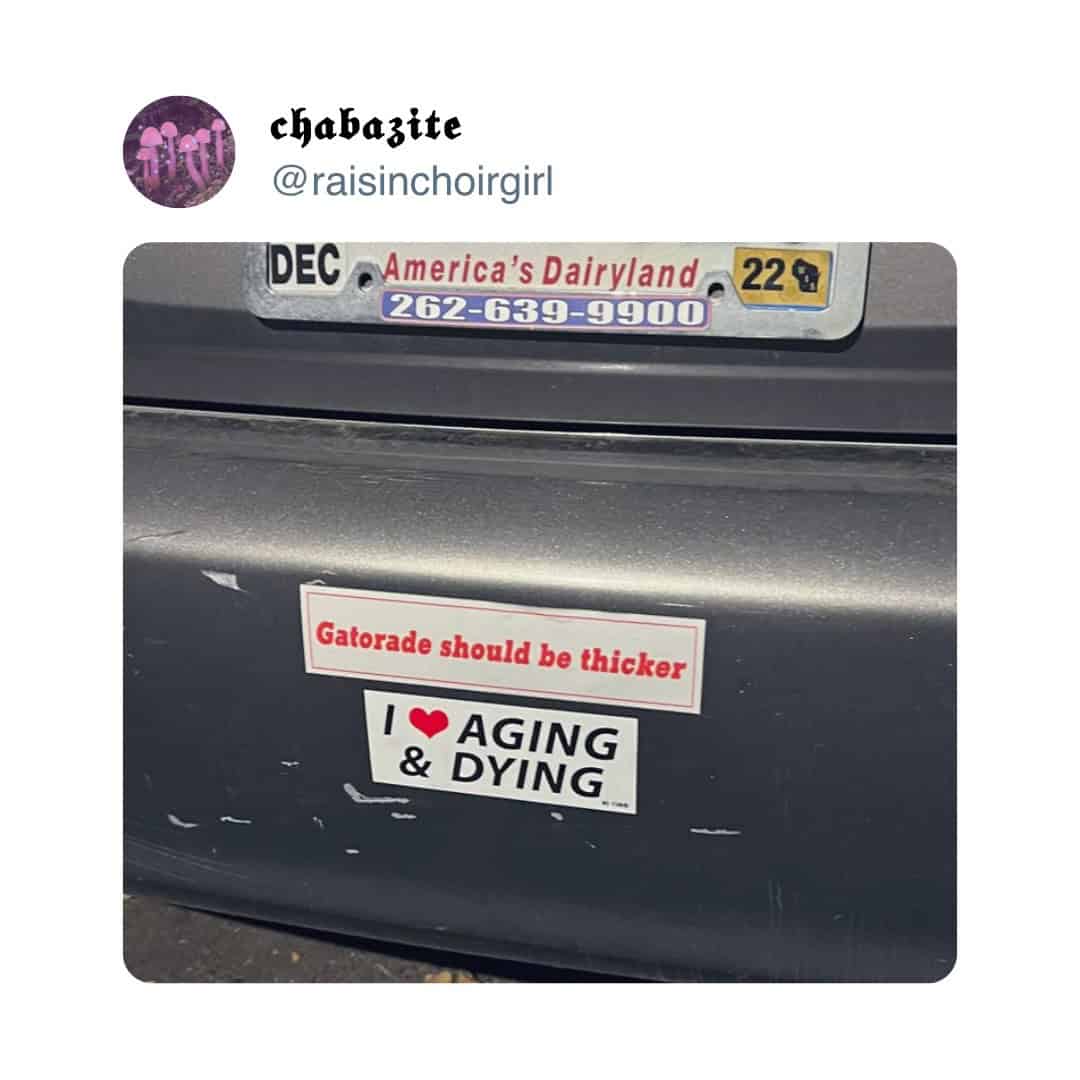 chabazite @raisinchoirgirl DEC .America's Dairyland - 22% 262-639-9900 Gatorade should be thicker 1 © AGING & DYING