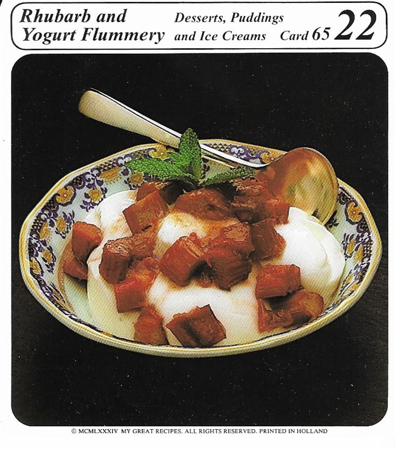 Rhubarb and Desserts, Puddings Yogurt Flummery