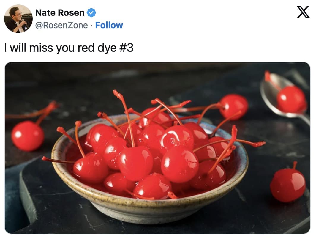 FDA dye ban memes, red 40 memes, food dye ban memes, artificial colorant memes, snack food memes, red dye 40 ban, dye free snacks, natural food coloring jokes, fda regulations memes, flamin hot cheetos jokes, mountain dew memes