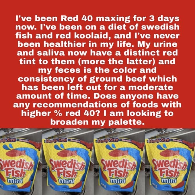 FDA dye ban memes, red 40 memes, food dye ban memes, artificial colorant memes, snack food memes, red dye 40 ban, dye free snacks, natural food coloring jokes, fda regulations memes, flamin hot cheetos jokes, mountain dew memes