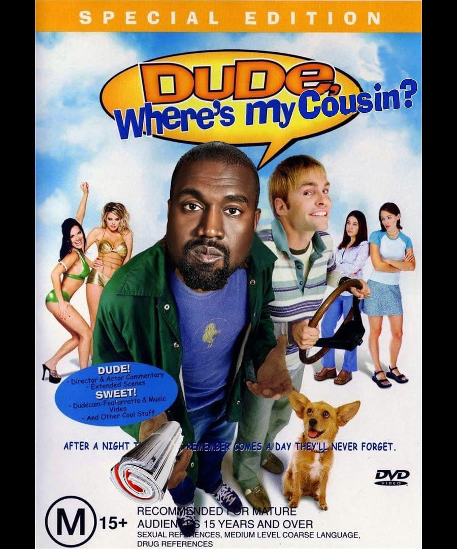 kanye west cousin memes, Kanye cousin tweet, Kanye West family drama, kanye west cousin, Kanye new song Cousins, Kanye West Cousins track, Ye new music drama, Kanye West controversy, Kanye West drama, Ye Twitter meltdown