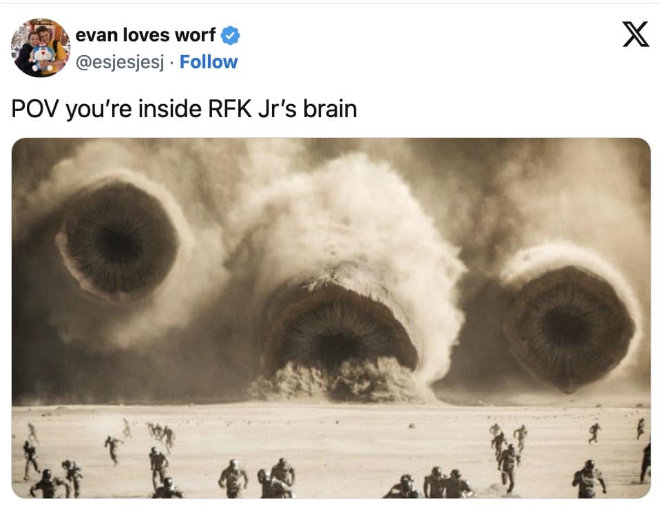 RFK jr memes, rfk memes, political memes, campaign jokes, kennedy memes, election memes, candidate humor, political satire, public health memes, vaccine jokes, brain worm memes, soda memes, diet coke jokes, robert f kennedy junior memes