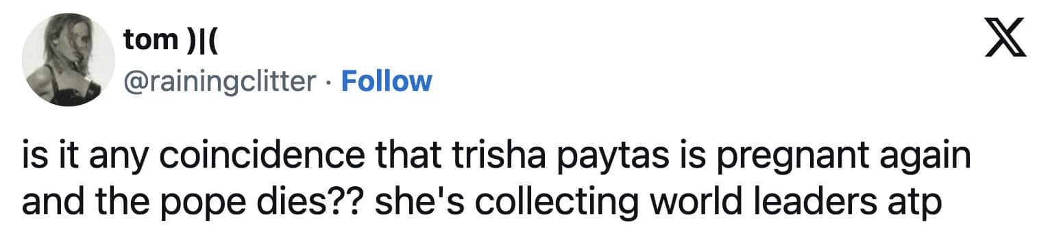 trisha paytas memes, trisha paytas pope memes, Trisha Paytas memes , Trisha Paytas viral moments, Trisha Paytas funny tweets, Pope Francis memes, Pope Francis death memes, Vatican memes, Celebrity pregnancy memes, Funny pregnancy announcements, viral baby memes