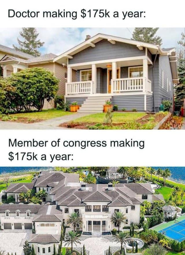 Doctor making $175k a year: Member of congress making $175k a year: