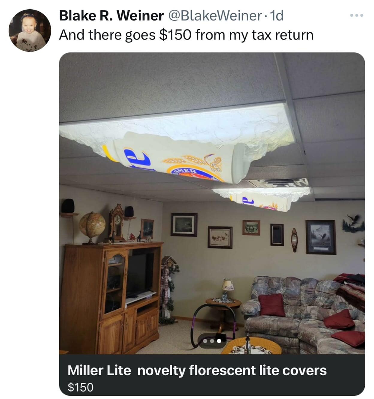 Miller Lite novelty florescent lite covers