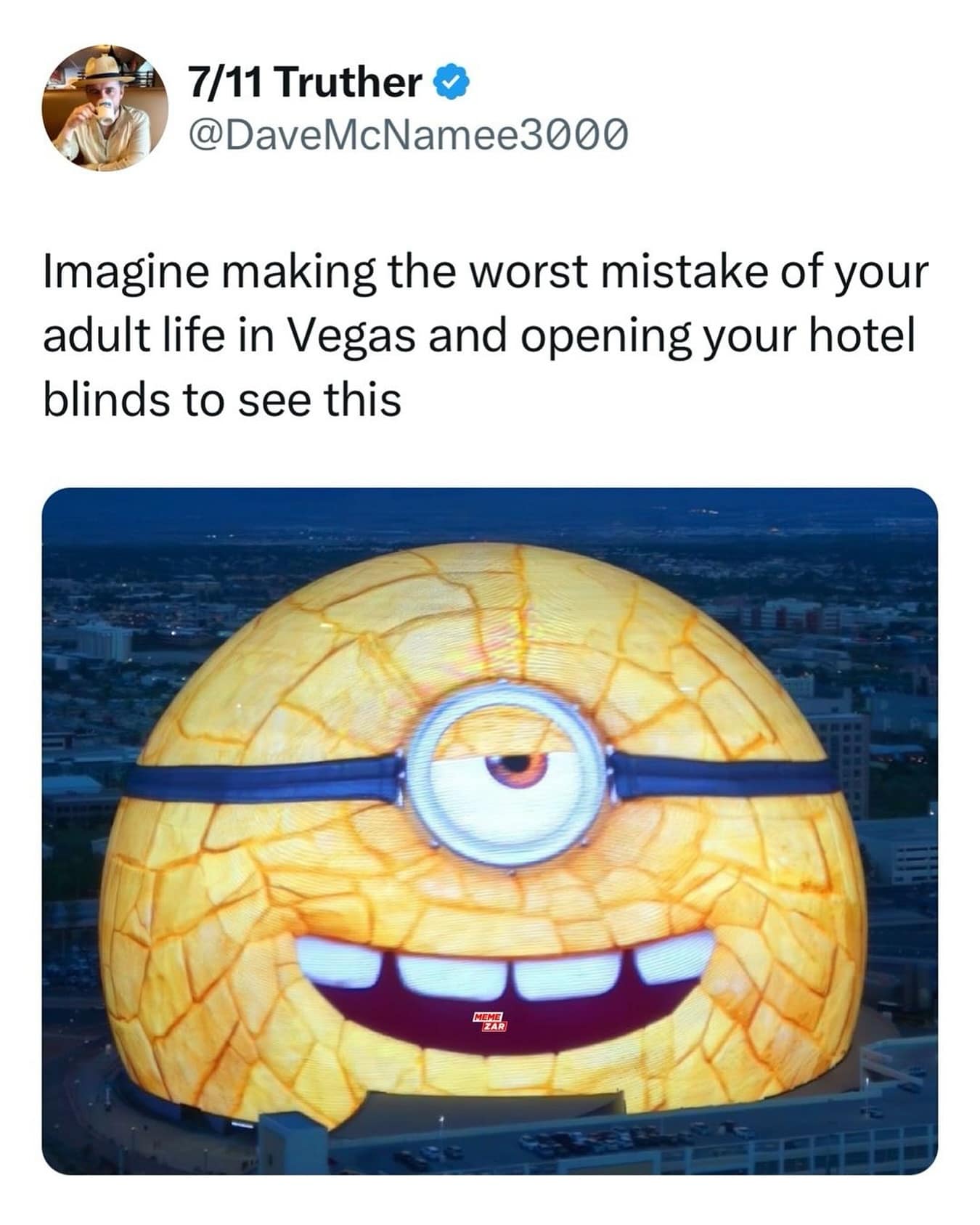 Imagine making the worst mistake of your adult life in Vegas and opening your hotel blinds to see this