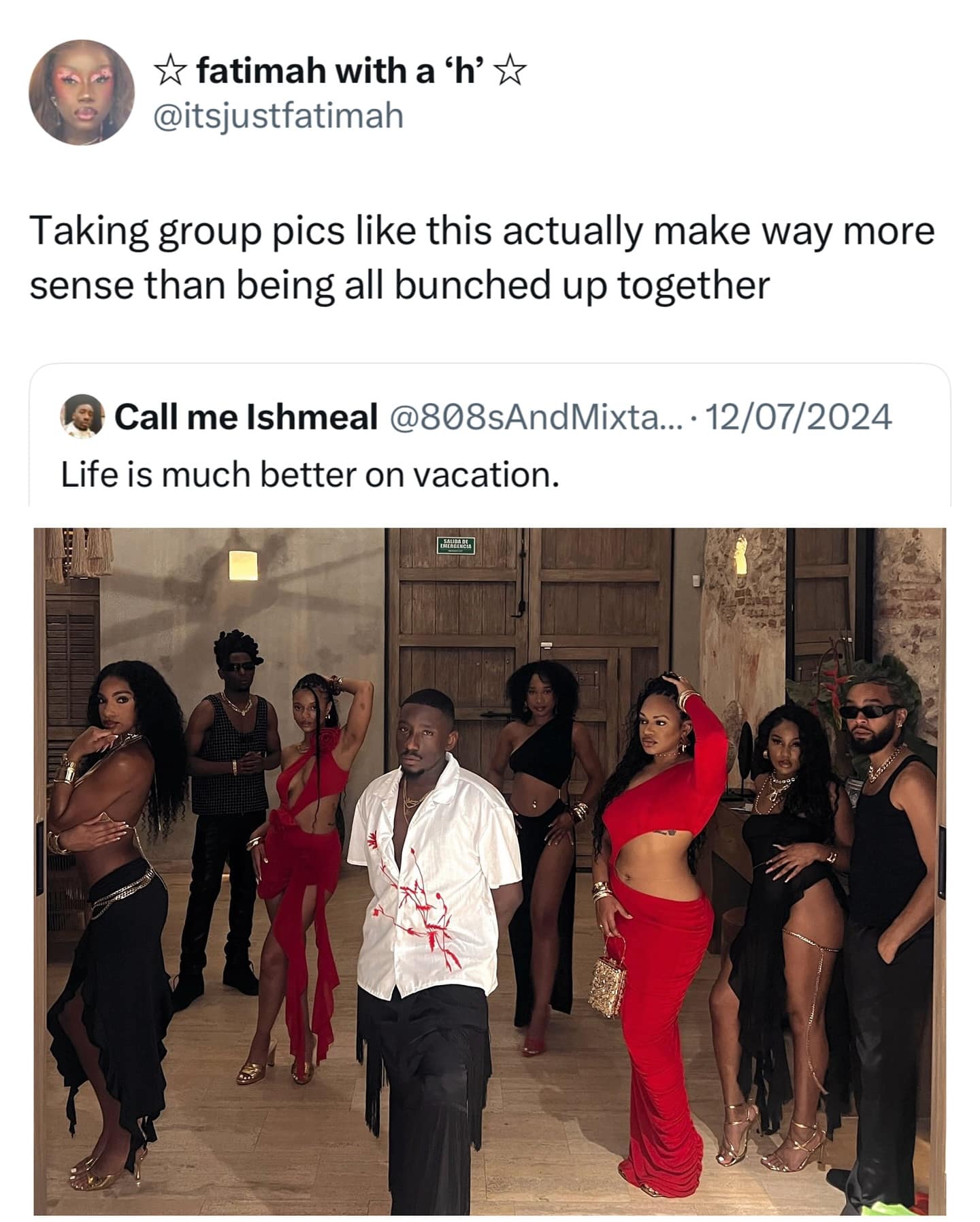 Taking group pics like this actually make way more sense than being all bunched up together