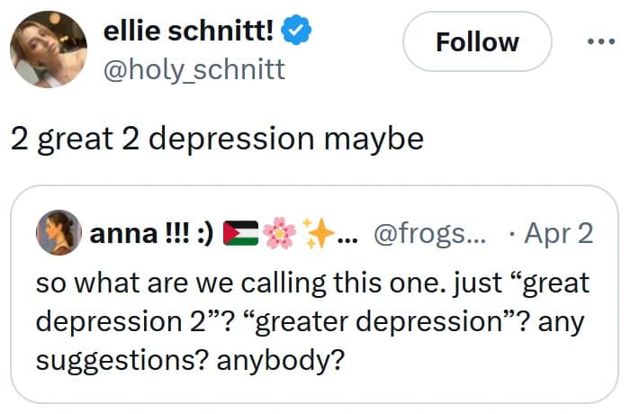 great depression memes, great depression 2 memes, 2nd great depression memes, recession memes, economic collapse memes, tariff humor, trump tariff memes, economic crisis jokes, downturn memes, recession humor, financial disaster jokes, market crash memes, economic apocalypse humor, trade war memes, import tax jokes, customs comedy