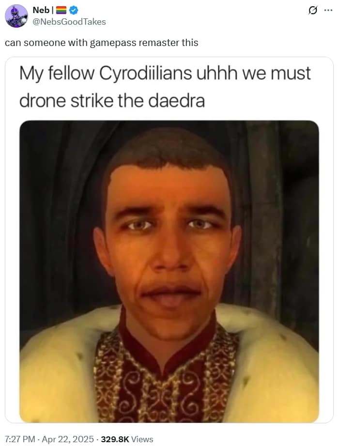oblivion remastered memes, oblivion remake memes, oblivion memes, elder scrolls memes, bethesda memes, oblivion remaster, oblivion remake, new oblivion game, unreal engine remake, rpg remake, nostalgia gaming