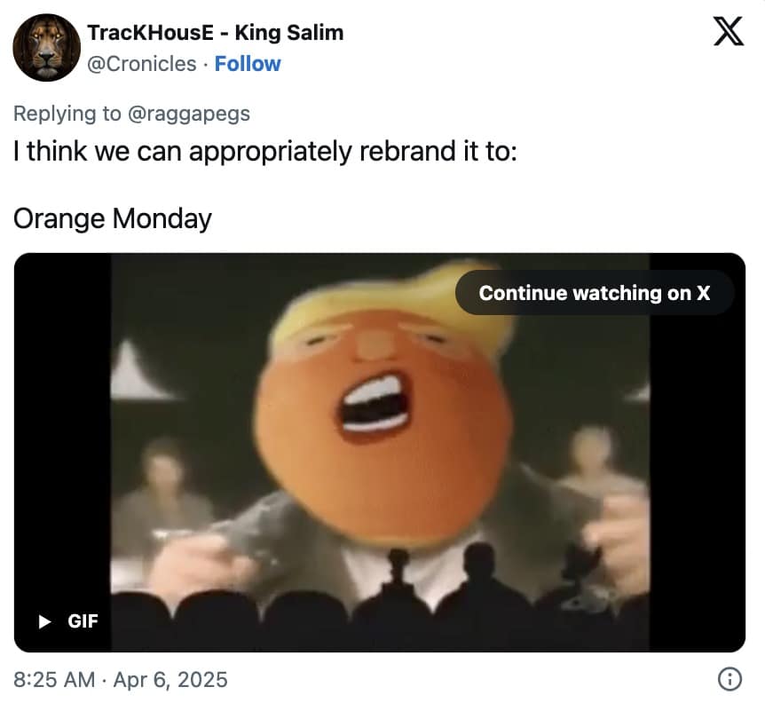 orange monday memes, finance memes, wall street humor, market crash jokes, trade war jokes, tariff humor, trump economics memes, market crash memes, recession humor, economic crash jokes, bear market memes