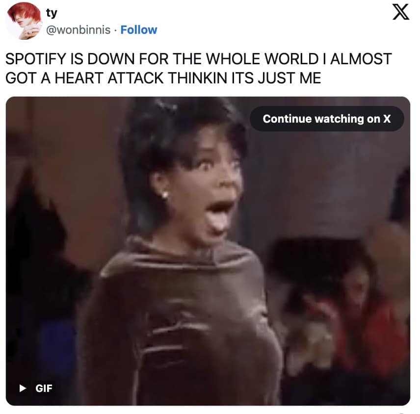 spotify crash memes, spotify outage memes, spotify down memes, music app memes, app crash memes, streaming memes, playlist humor, music streaming jokes, song app memes, software outage jokes, app downtime humor, tech fail memes, online music humor, subscription service jokes, playlist disaster memes, spotify outage