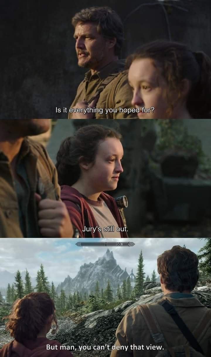the last of us memes, tlou memes, memes, hbo tlou memes, last of us jokes, naughty dog memes, cordyceps jokes, hbo memes, streaming memes, prestige tv jokes, pedro pascal memes, joel memes, mandalorian dad jokes