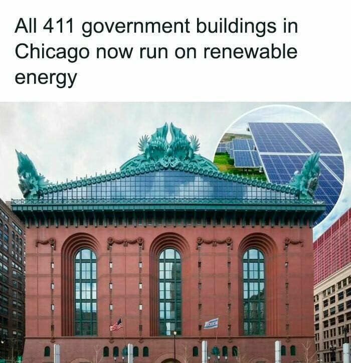 All 411 government buildings in Chicago now run on renewable energy