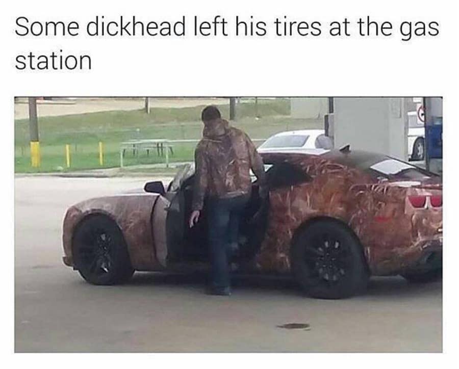 Some dickhead left his tires at the gas station