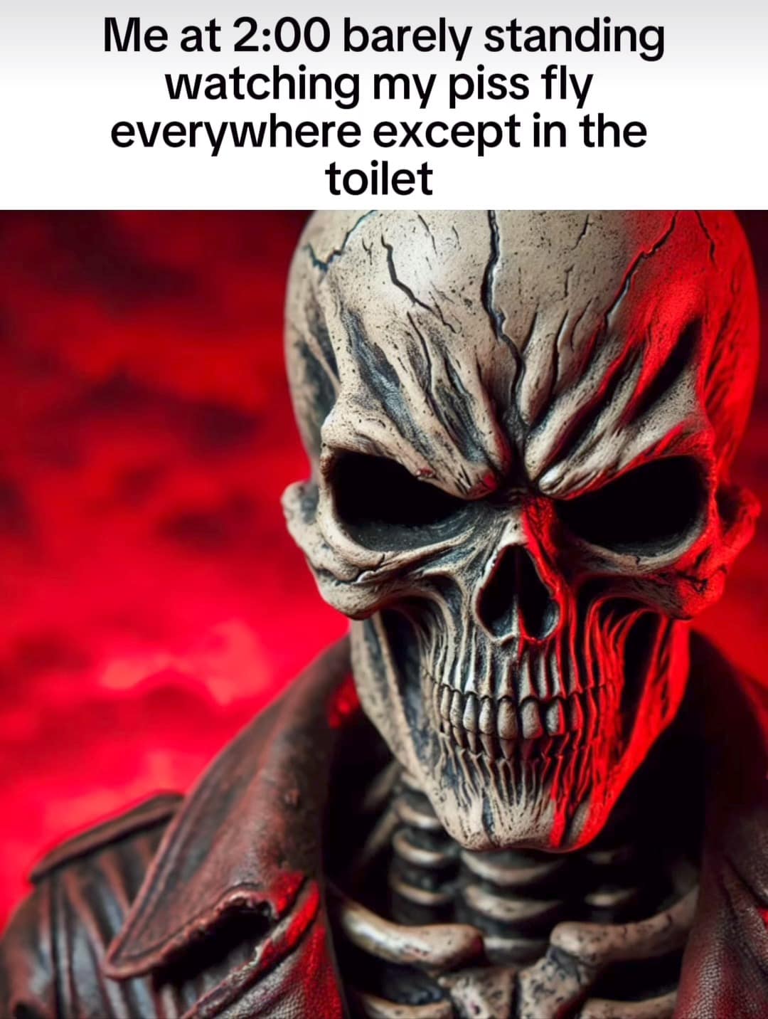 Me at 2:00 barely standing watching my piss fly everywhere except in the toilet