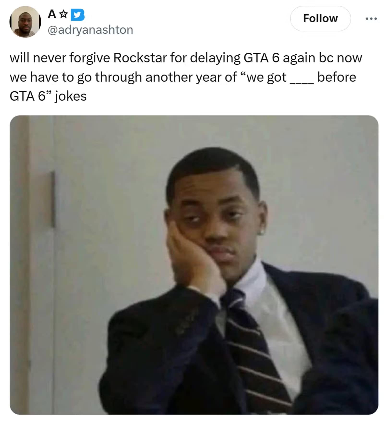 GTA 6 delayed memes, GTA 6 memes, Rockstar memes, video game delays memes, gamer humor, video game jokes, funny gaming moments, gamer memes, gaming memes, grand theft auto memes, GTA jokes, Rockstar Games humor, developer memes, release date jokes, gaming delays humor, delayed game memes
