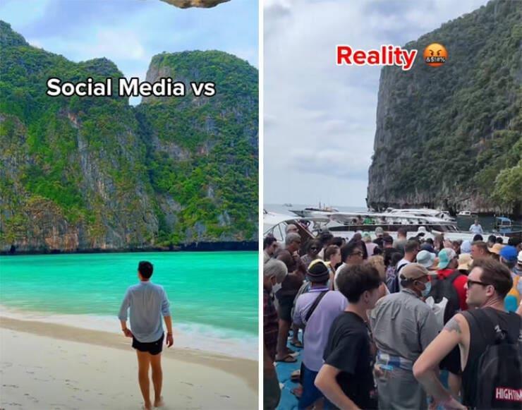 instagram vs reality, IG vs real life, vacation memes, online bloopers, influencer fails