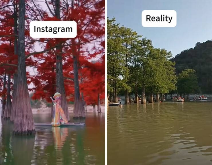 instagram vs reality, IG vs real life, vacation memes, online bloopers, influencer fails