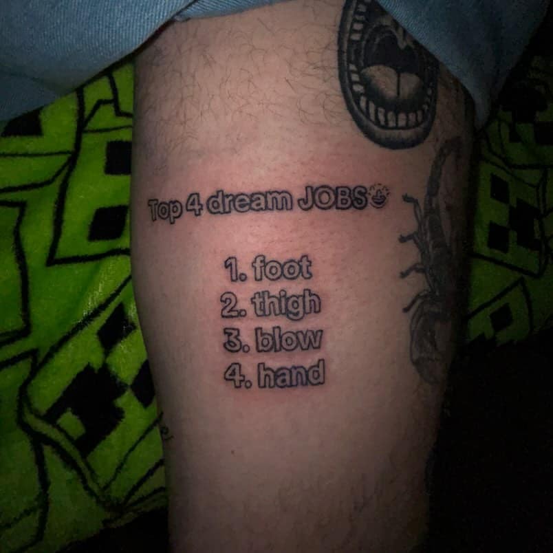 Top 4 dream JOBS® 1. foot 2. thigh 3. blow 4 hand