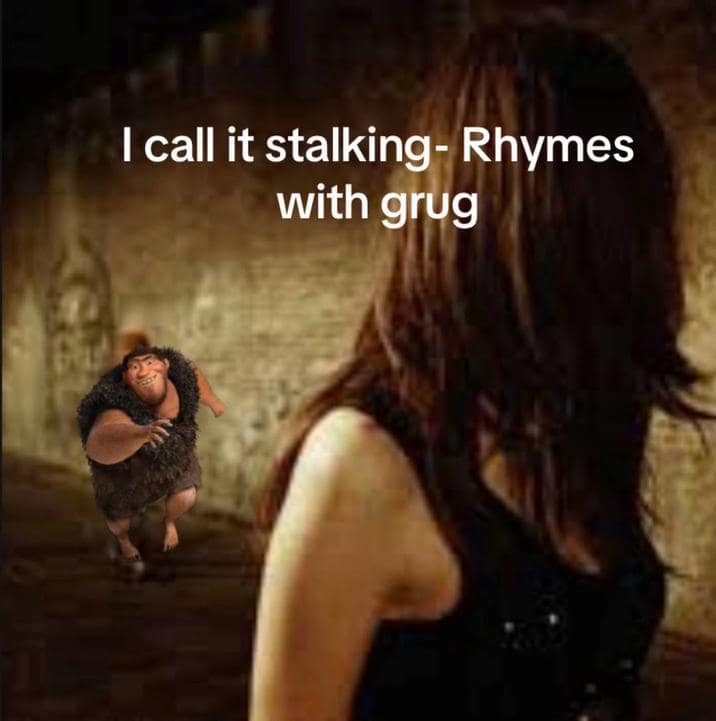 rhymes with grug memes, rhymes with grug, grug memes, TikTok memes, Croods memes, meme template, Grug meme, snowclone jokes, wordplay memes