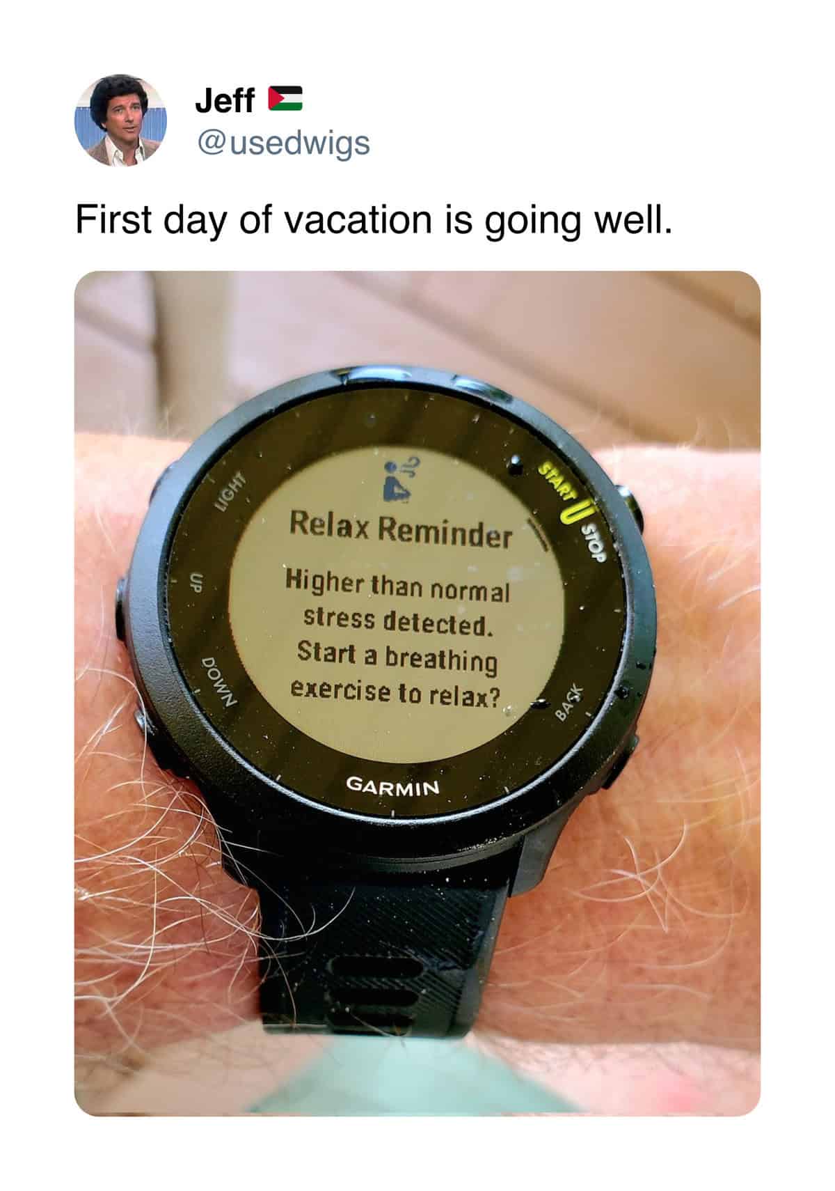 First day of vacation is going well.