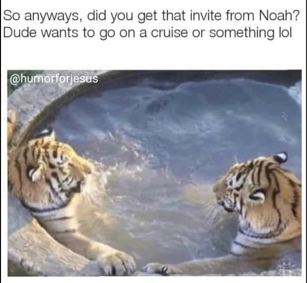 So anyways, did you get that invite from Noah? Dude wants to go on a cruise or something lol