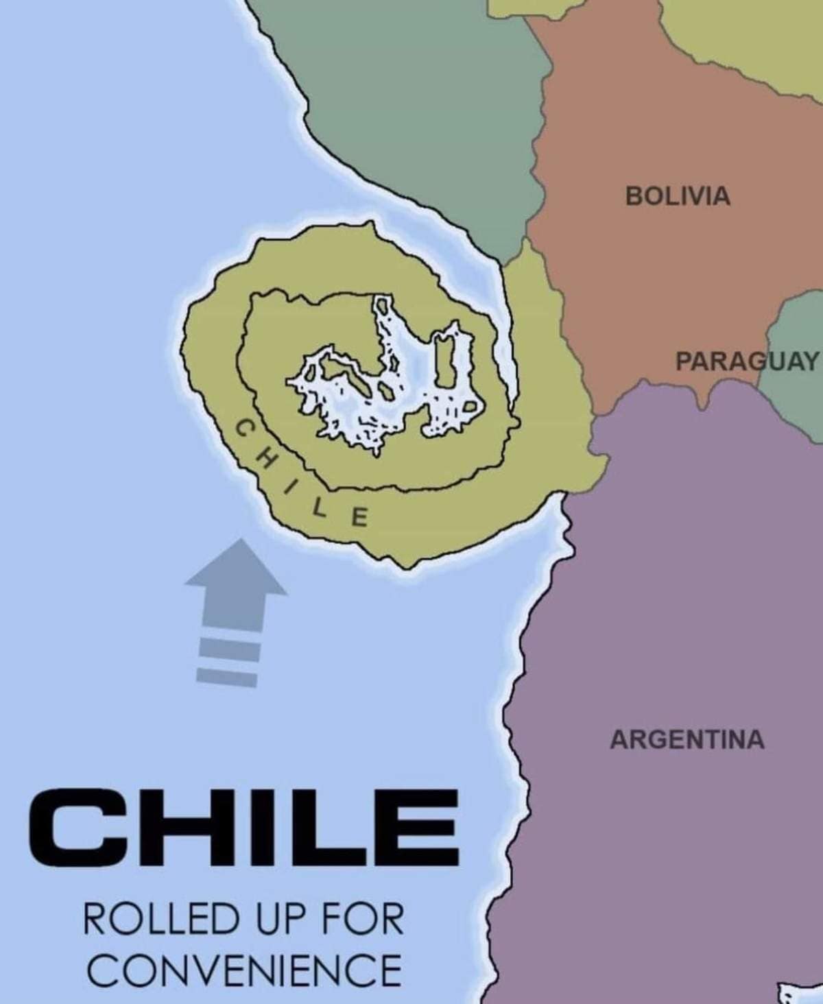 LE CHILE ROLLED UP FOR CONVENIENCE BOLIVIA PARAGUAY ARGENTINA