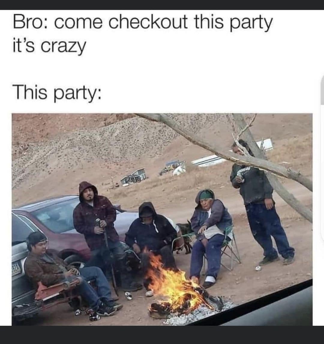 Bro: come checkout this party it's crazy This party: